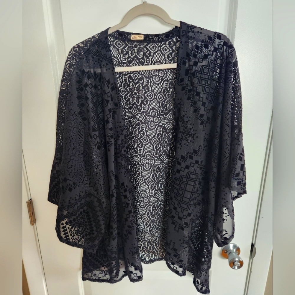Hollister Women's Black Lace Kimono - One Size